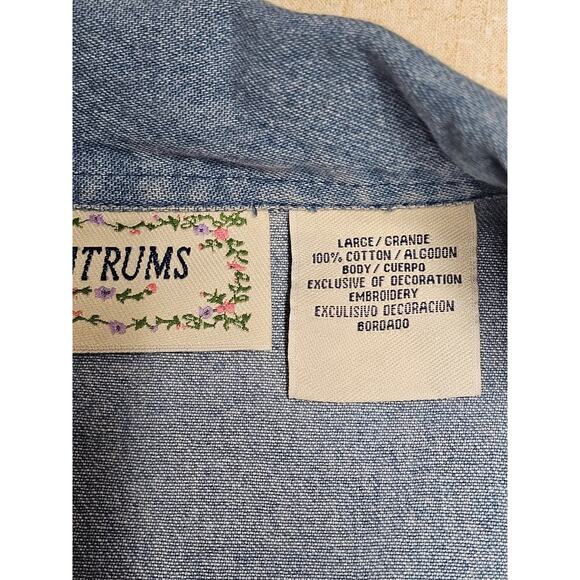 VTG Tantrums Embroidered Floral Denim Jacket Sz L Butterflies 90s Hippie Boho - Picture 9 of 16